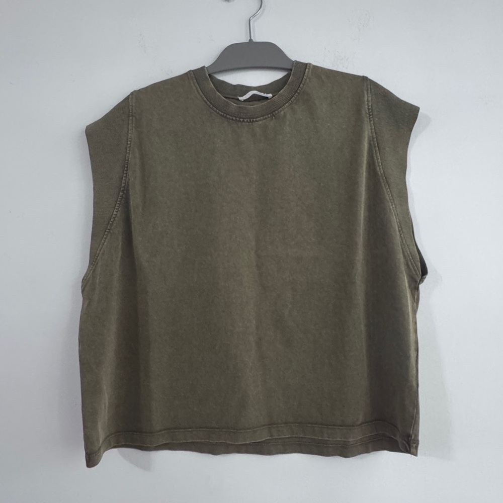 Zara Khaki Muscle Tee for Women